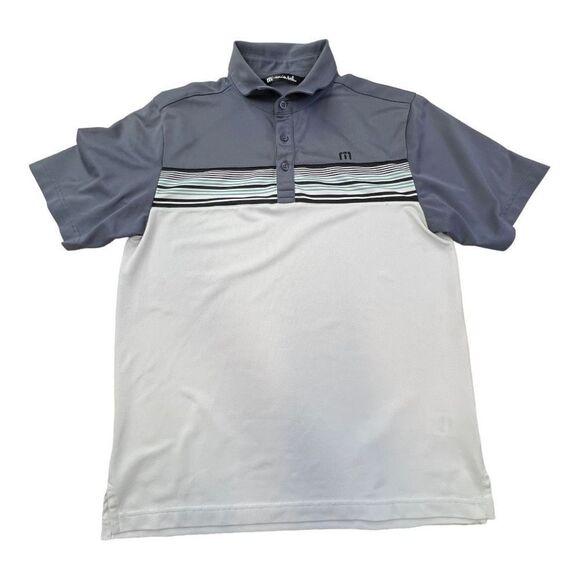 Travis Mathew Men's Striped Short Sleeve Golf Polo Shirt Gray White Size Small - Picture 5 of 16